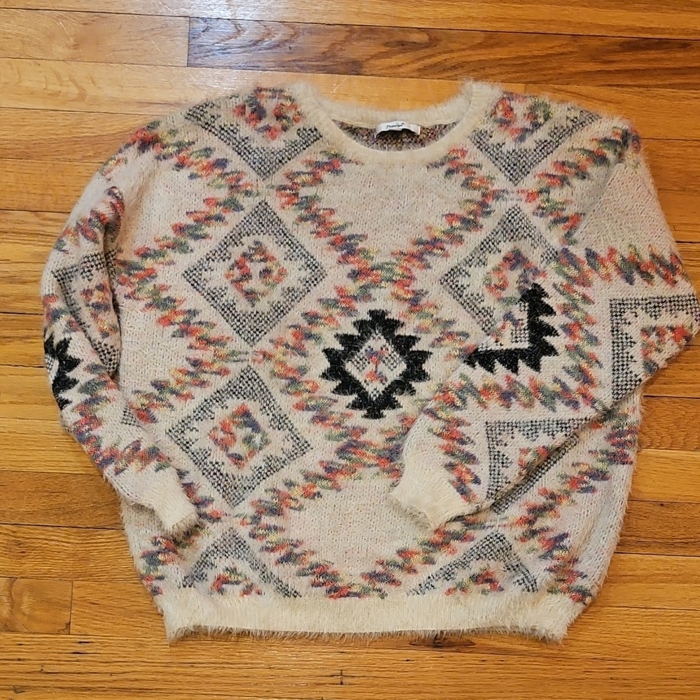 Papaya Beige Multicolor Patterned Sweater